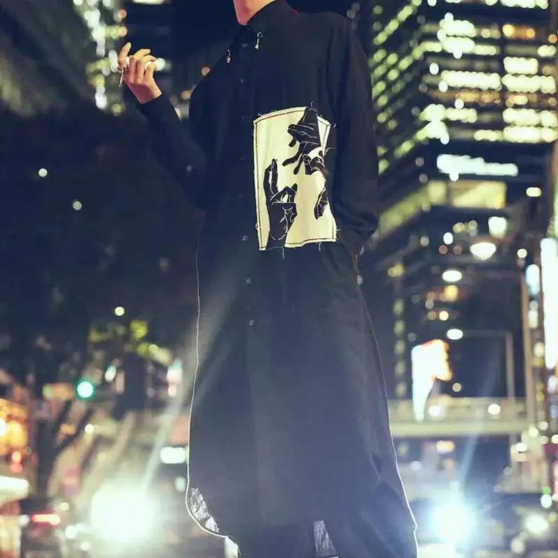 HKSH printemps automne nouveau homme marée Chic Yamamoto chemise foncée tissé à la main longueur moy