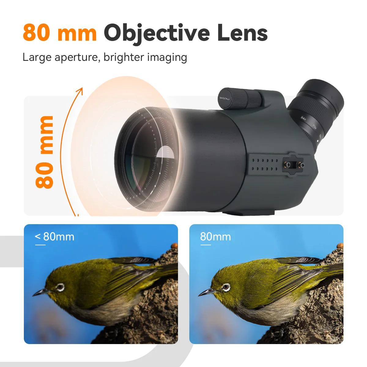 Svbony SV41Pro 28-84x80 Mak longue-vue FMC équipement de Camping étanche pour l'observation des oise