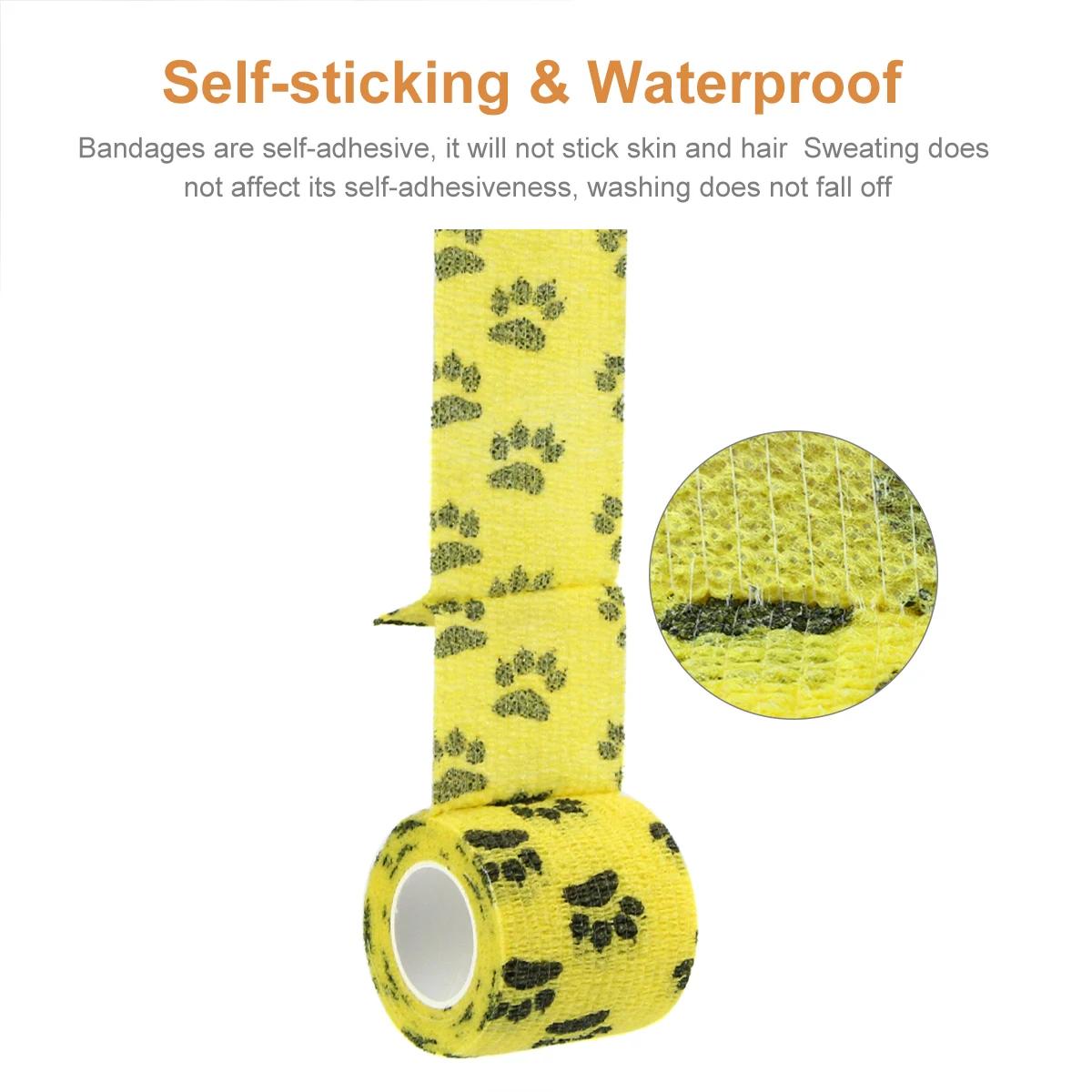 24 rouleaux de pansement élastique auto-adhésif, bande cohésive, enveloppe vétérinaire pour chien, c