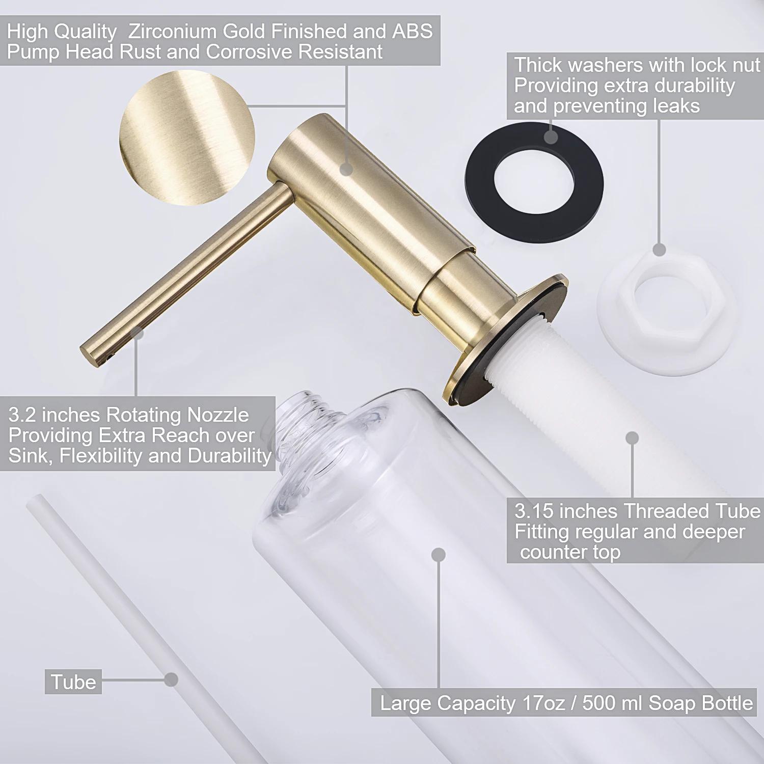 Samodra-Tête de Pompe en Laiton avec Distributeur de Savon Intégré, Bouteille PE de 500ml, Accessoir
