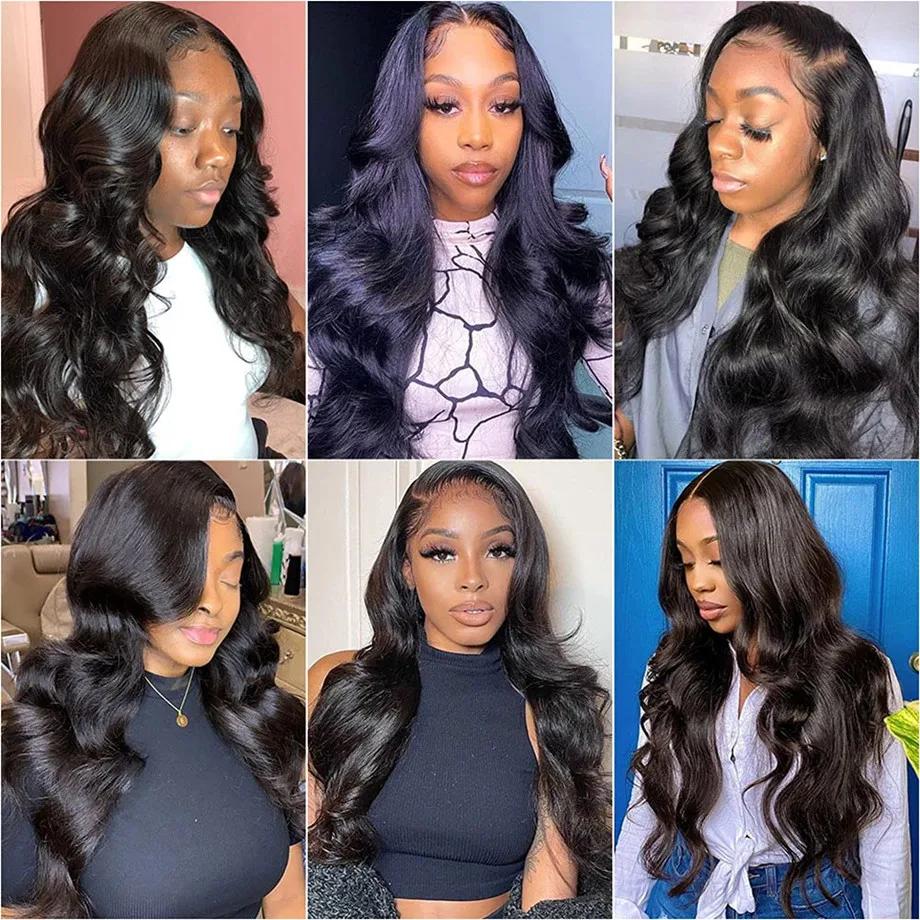 Perruque Lace Closure Wig Body Wave Naturelle Transparente, Cheveux Humains, 13x4, 13x6, 30, 32, 34,