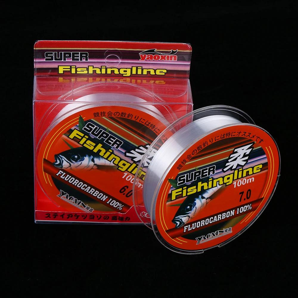 Ligne de pêche monofilament invisible en nylon à revêtement fluorocarbone, fil de 100m, pour pêcher