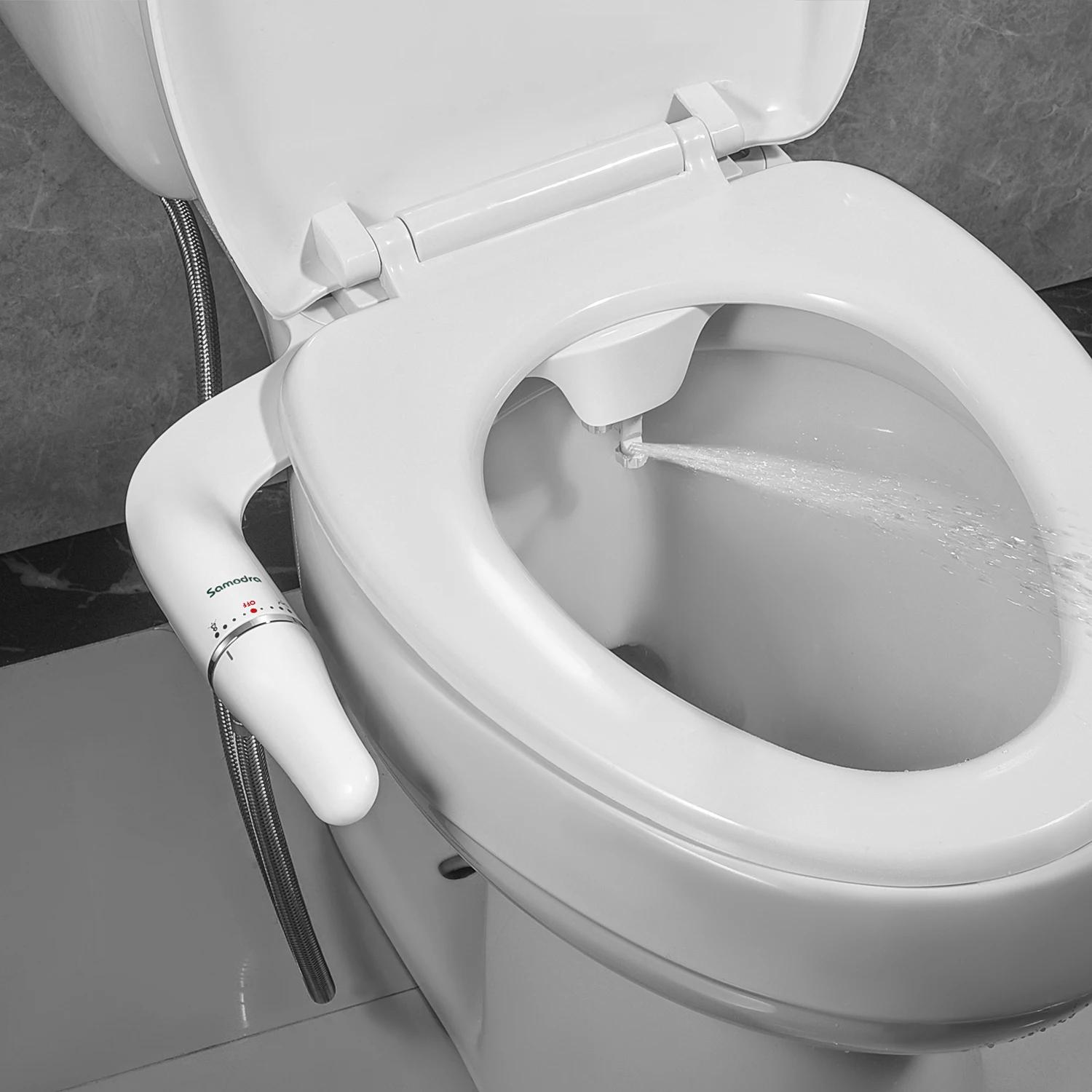 SAMODRA Bidet de toilette Ultra-mince, fixation de siège de toilette avec entrée en laiton, pression