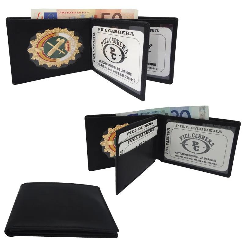 Porte-badge portefeuille avec badge pour la garde civile incluse, fabrication en cuir Ubrique authen