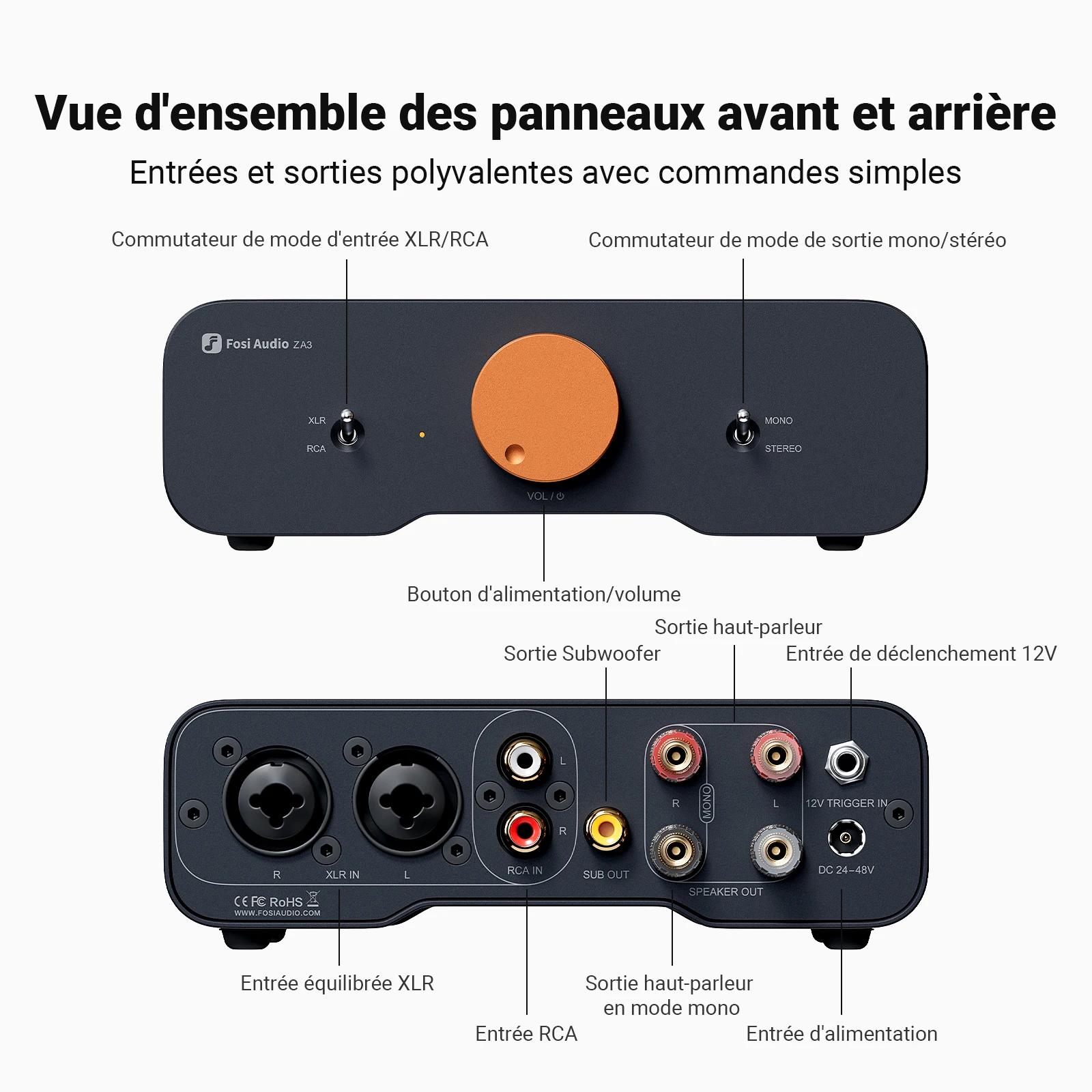 Amplificateur de puissance stéréo Fosi Audio ZA3 TPA3255 Classe D HiFi pour enceintes bibliothèque passives avec entrée