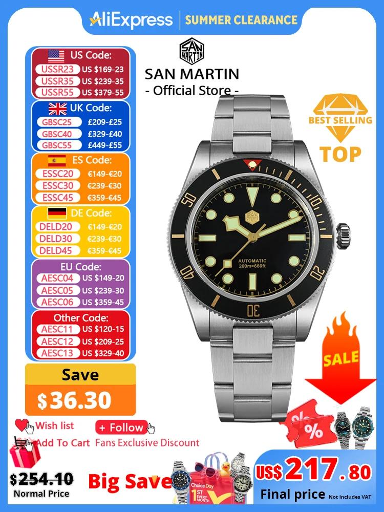 San Martin – montre de plongée rétro de luxe pour hommes