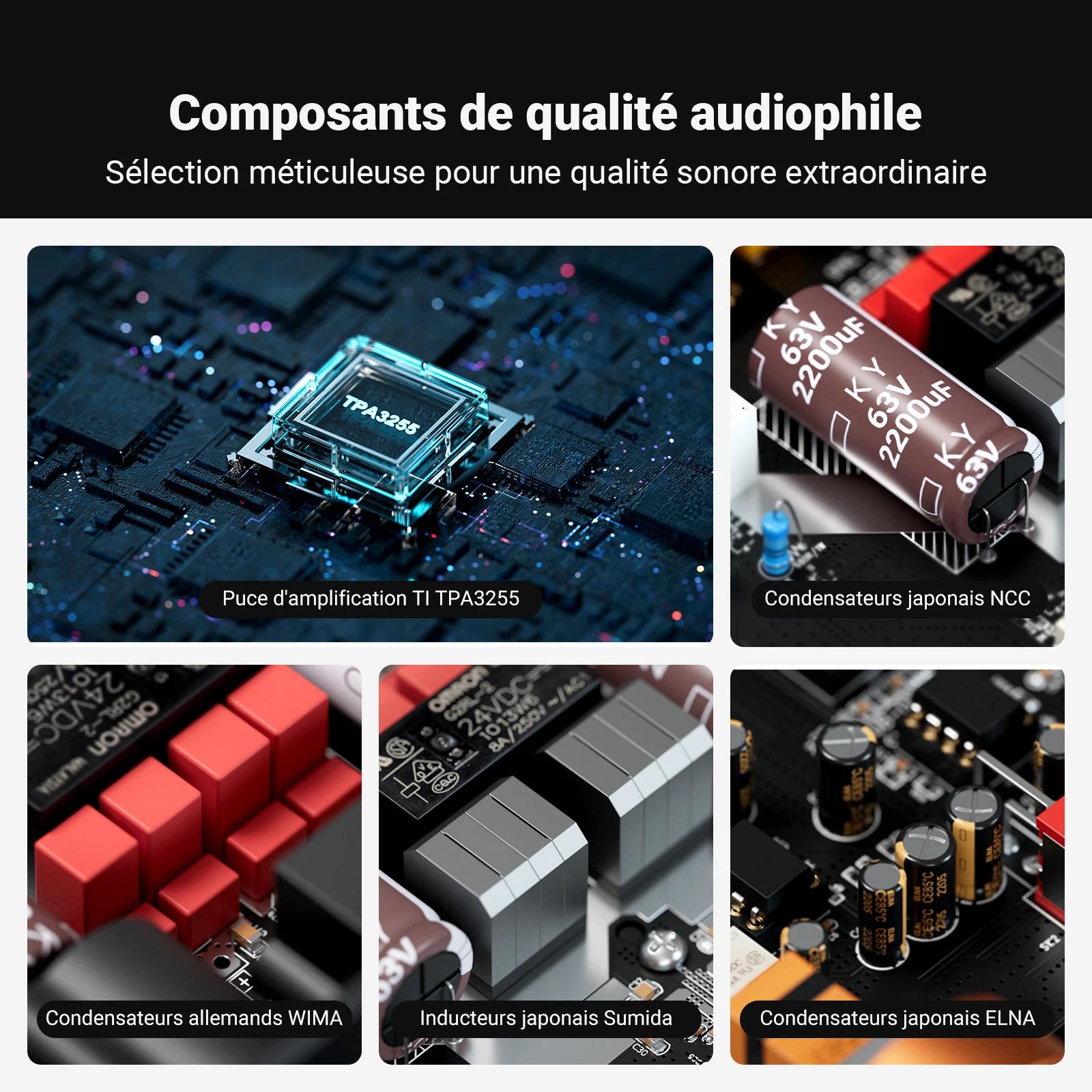 Amplificateur de puissance stéréo Fosi Audio ZA3 TPA3255 Classe D HiFi pour enceintes bibliothèque passives avec entrée