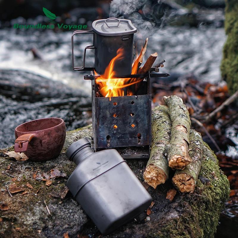Cantine militaire titane Boundless Voyage kit camping bol bouilloire bouteille cuisine plein air