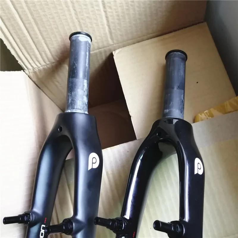 Fourche avant carbone 14 pouces LitePro pour vélo pliant ultraléger 74mm 412 K3 noir mat/brillant