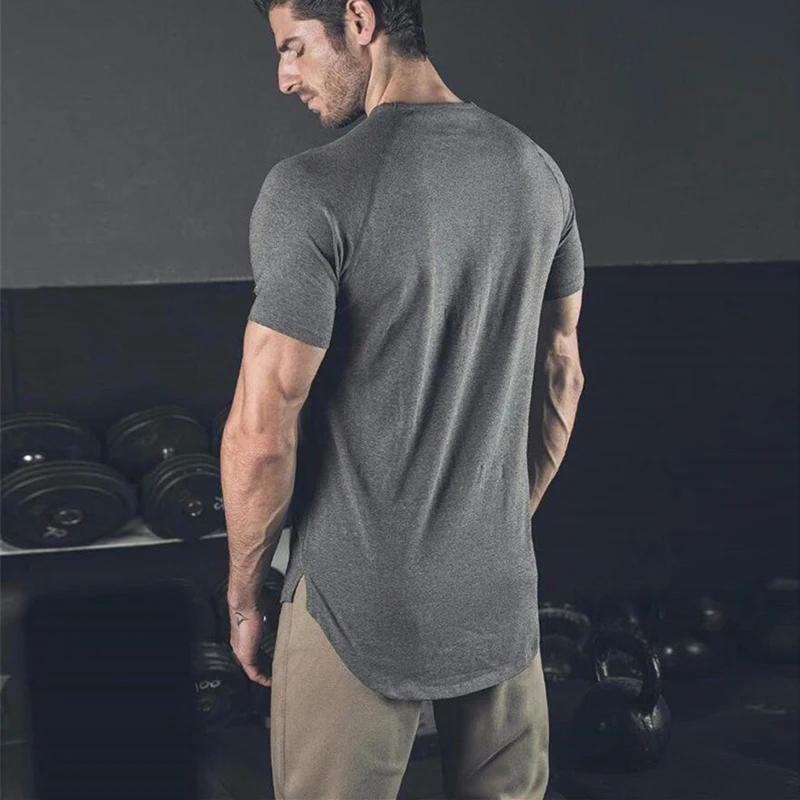T-shirt à manches courtes et col en V pour homme, vêtement de marque, respirant, slim, de sport, de course, été