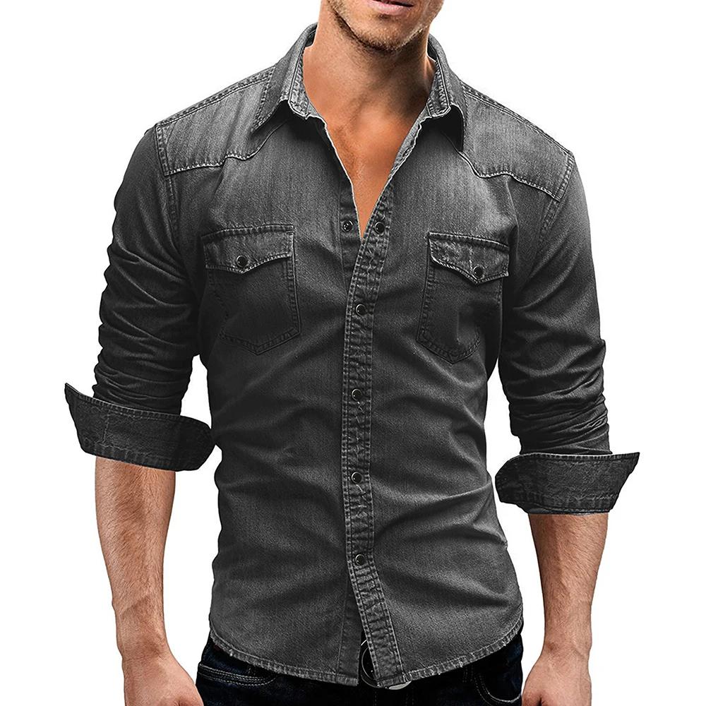 T-shirt en Denim à manches longues pour homme