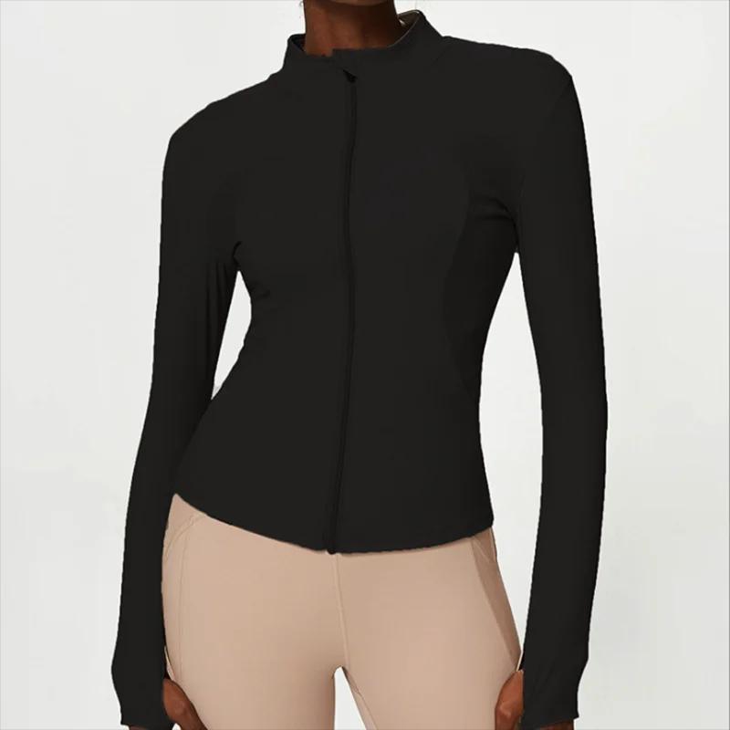 Chemise de sport femme ajustée manches longues avec trous pour pouces pour yoga et running