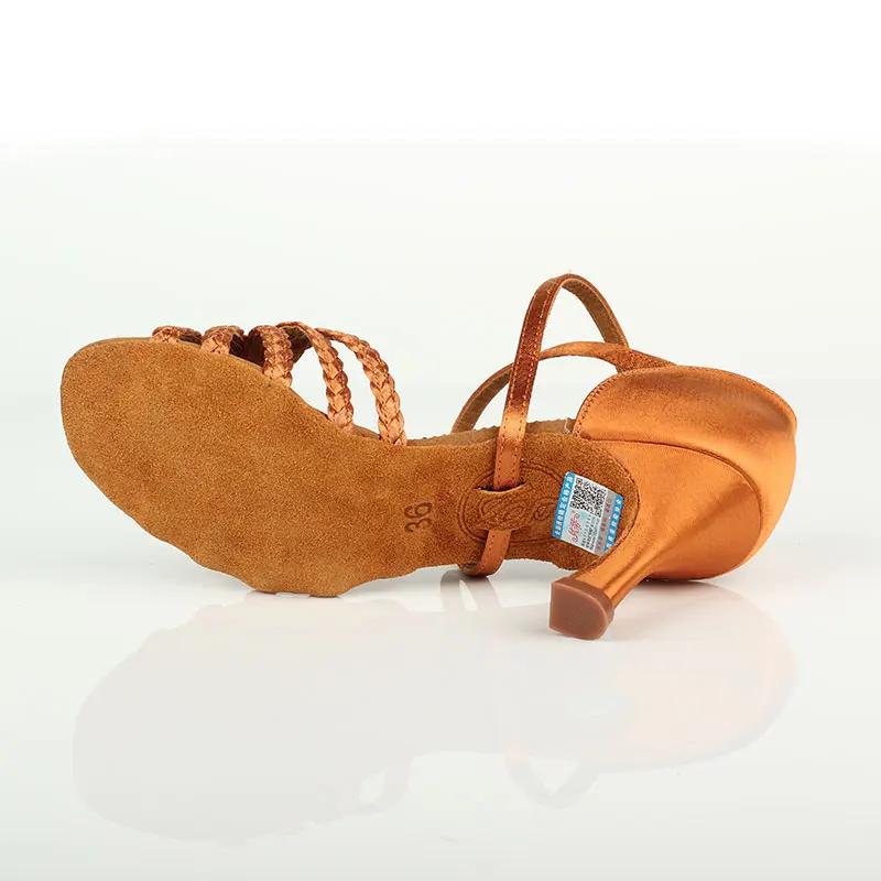 Chaussures de danse latine pour femmes et filles - Satin importé de haute qualité avec lacets tissés