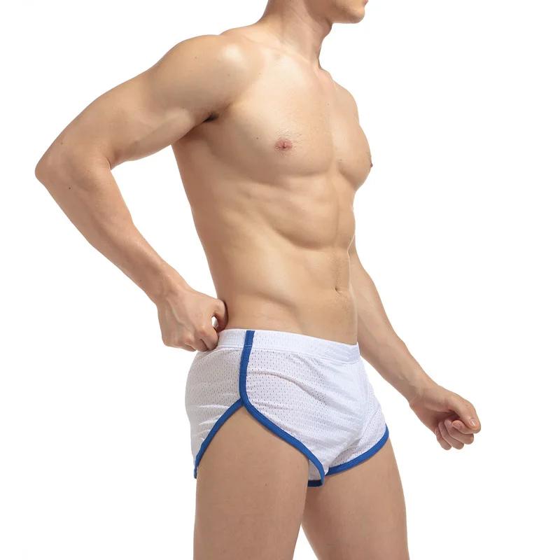Sous-vêtements en maille pour hommes, pantalon court de sommeil, sexy, taille basse, coffre, grande taille