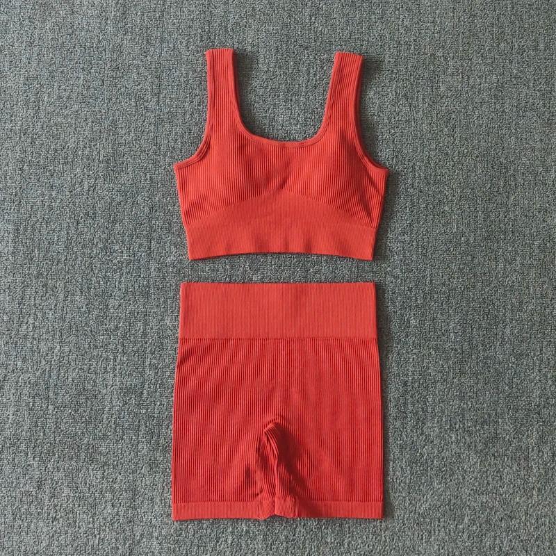 Ensemble yoga WAREBALL 2 pièces pour femmes - Soutien-gorge sans couture et shorts de sport sexy