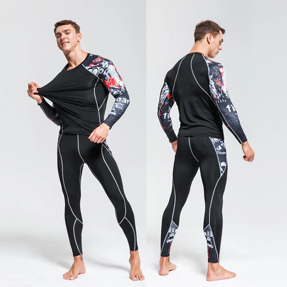 Ensemble de sous-vêtements thermiques de ski pour hommes, 4 saisons, pour moto, ski, couches de base chaudes, vêtements de sport, ensemble chemise longue et hauts ajustés