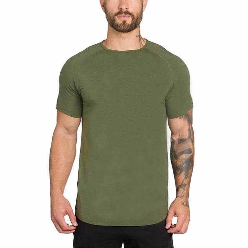 T-shirt à manches courtes et col en V pour homme, vêtement de marque, respirant, slim, de sport, de course, été