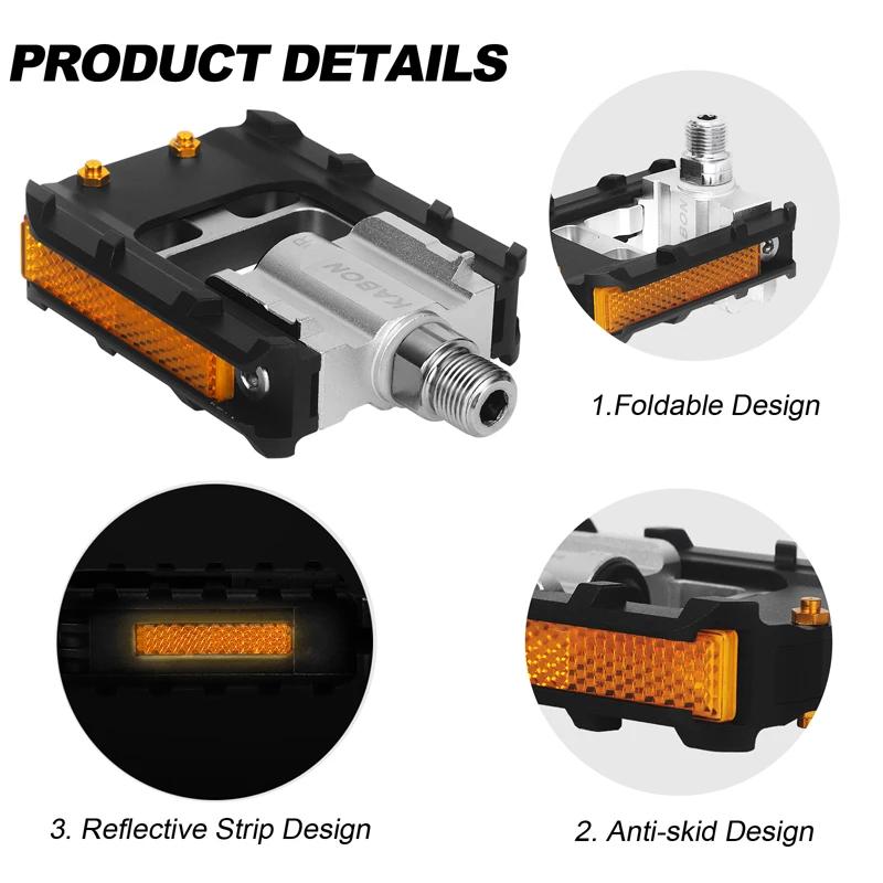 KABON-Pédales coordonnantes pliables universelles pour VTT, accessoire pour vélo de route, 9/16