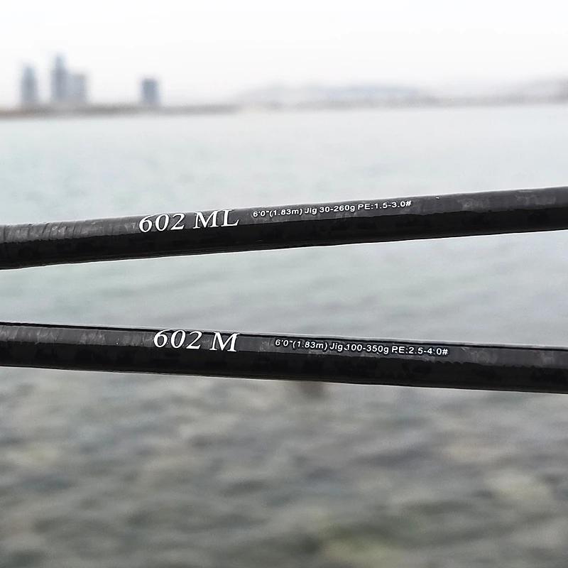 Canne pêche carbone slow jigging 1.68 1.83 1.95m puissance M ML mer spinning pointe creuse