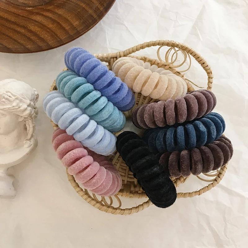 Bandes de cheveux élastiques en fil de téléphone tricoté pour filles et femmes