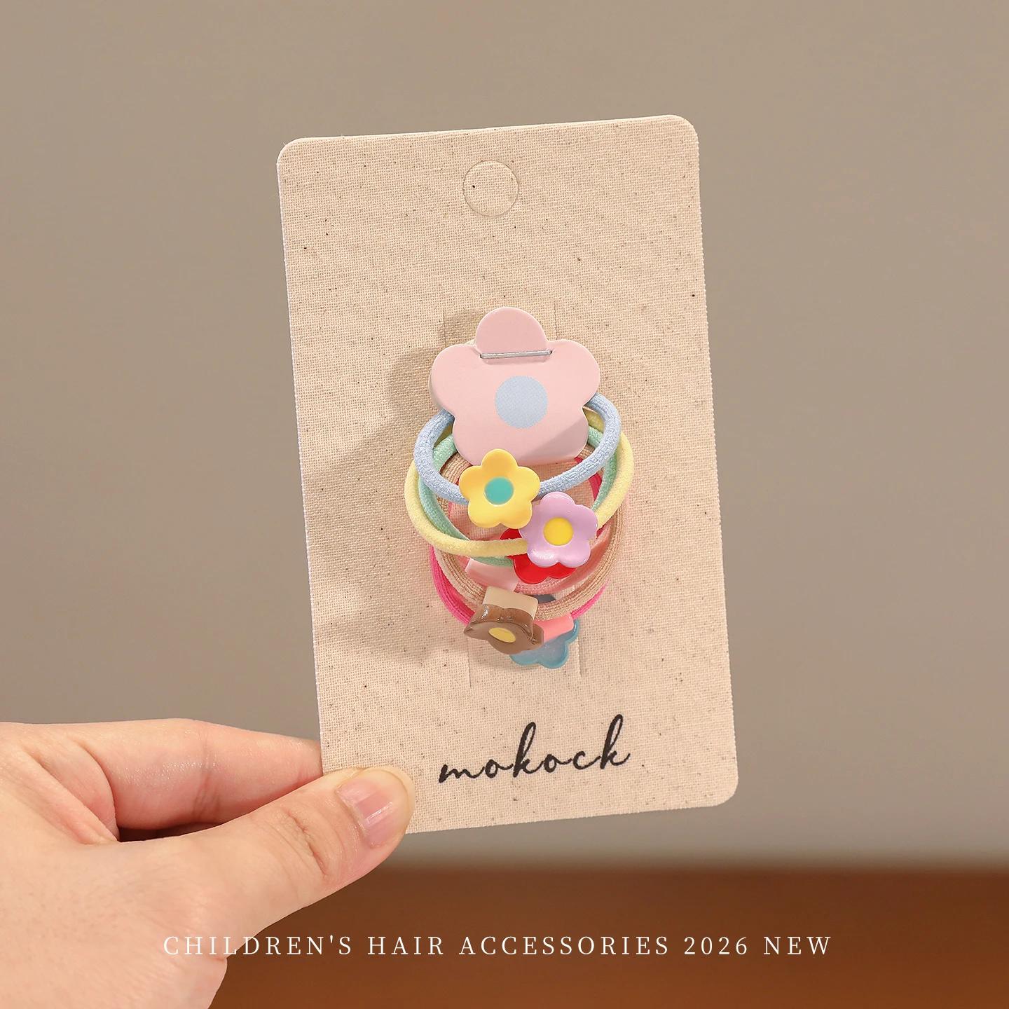 Élastiques à cheveux pour bébé, motif dessin animé mignon, haute élasticité, ne blesse pas les cheveux, élastiques colorés en forme de fleur et de bonbon pour tout-petits, accessoires capillaires pour