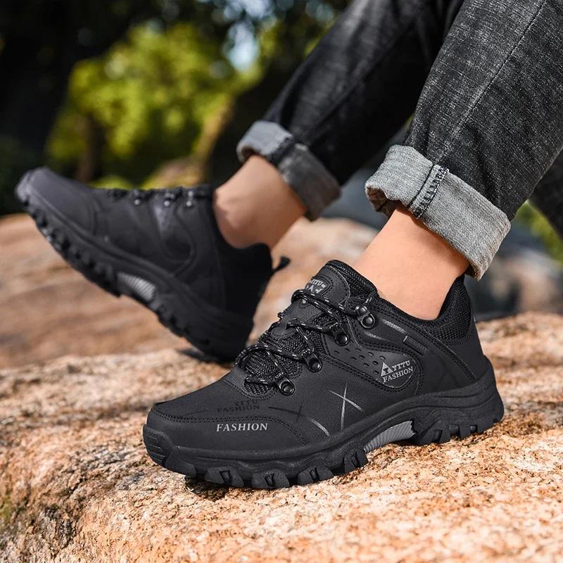 Chaussures homme 2025 imperméables randonnée alpinisme - Baskets cuir semelle épaisse confortables