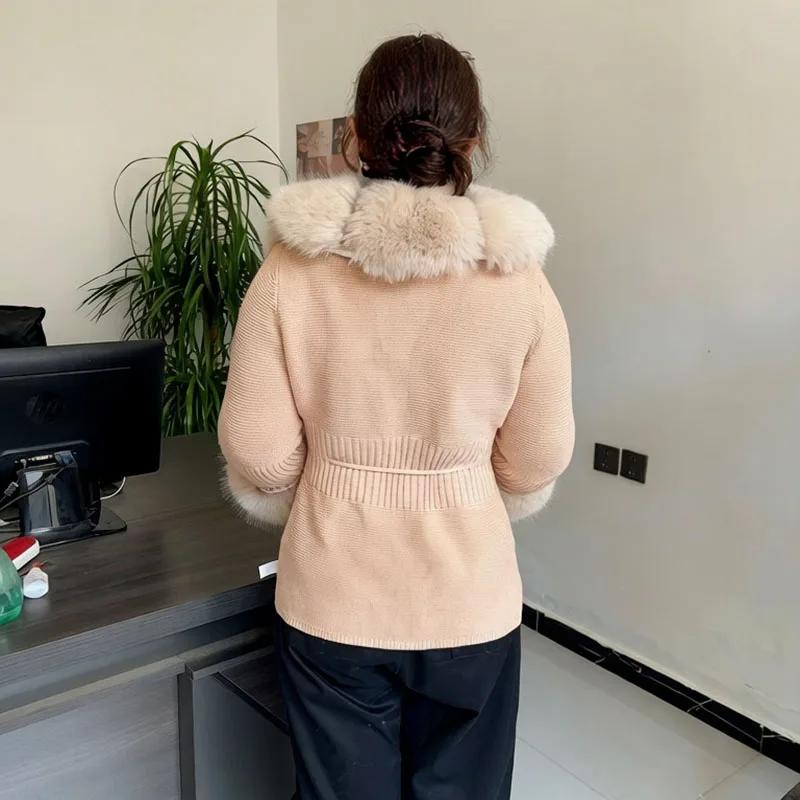 Femmes fausse fourrure tricot pull cardigan printemps automne élégant