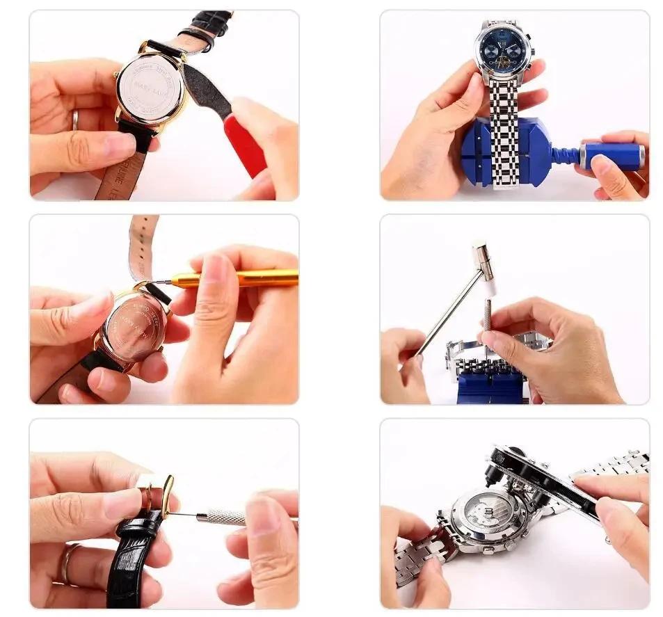 Kit d'outils de réparation de montres 147 pièces pour démontage, installation, entretien, ajustement des bracelets et remplacement des piles