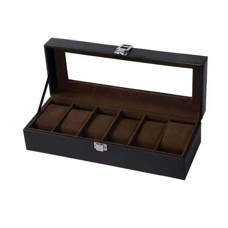 Boîte de montre avec grand couvercle en verre, boîte de montre, 12, 10, 6 emplacements, oreillers perfecWatch, cadeau d'évaluation pour les proches