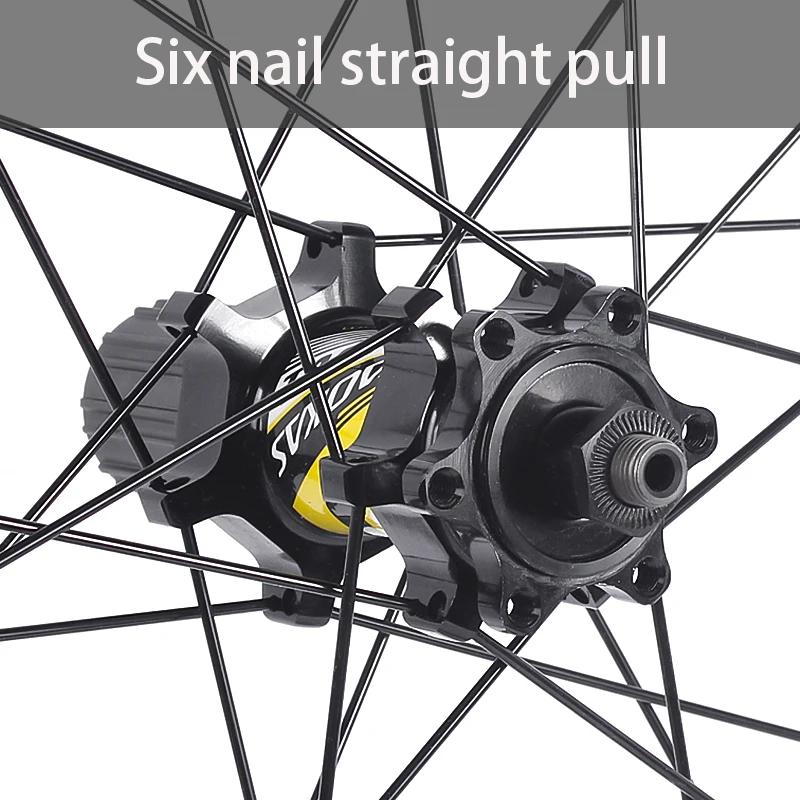 Roue de vélo de montagne 26/27,5/29 pouces, six goujons, tirage droit, 2 roulements, 8-11 vitesses, 24H, en alliage d'aluminium TAOKAS MTB