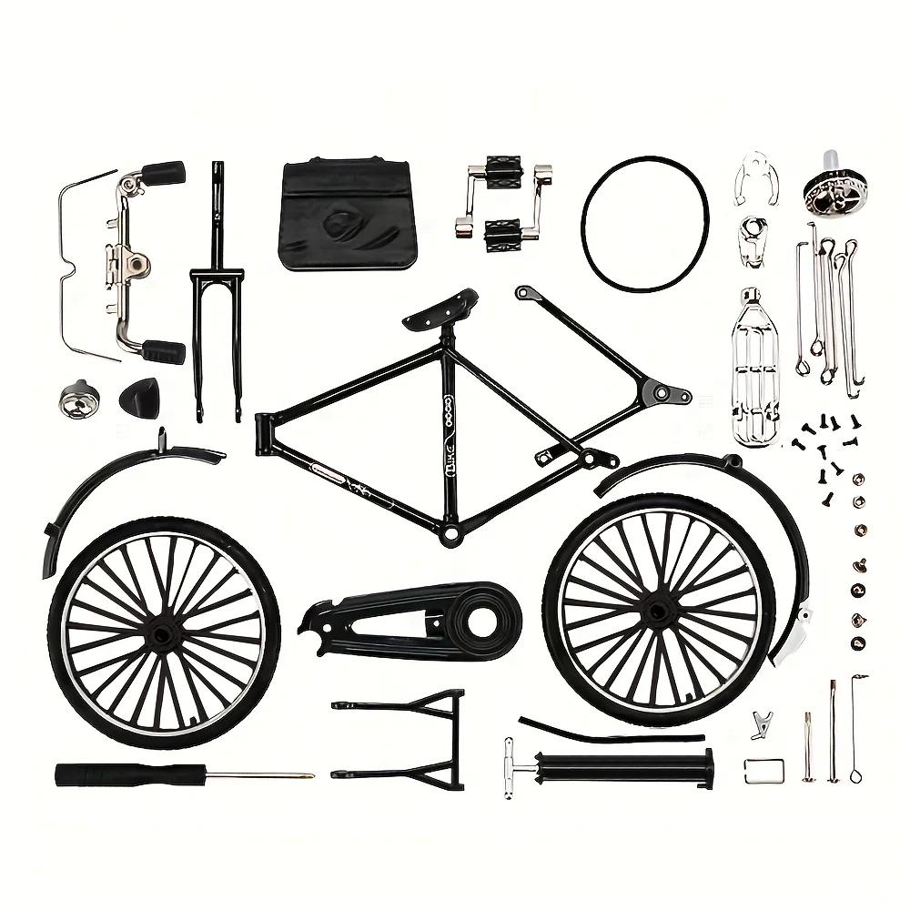 Kit de construction de modèle de vélo vintage avec 51 pièces, grand modèle miniature à assembler soi-même, décoration de collection et cadeau pour la maison et le bureau