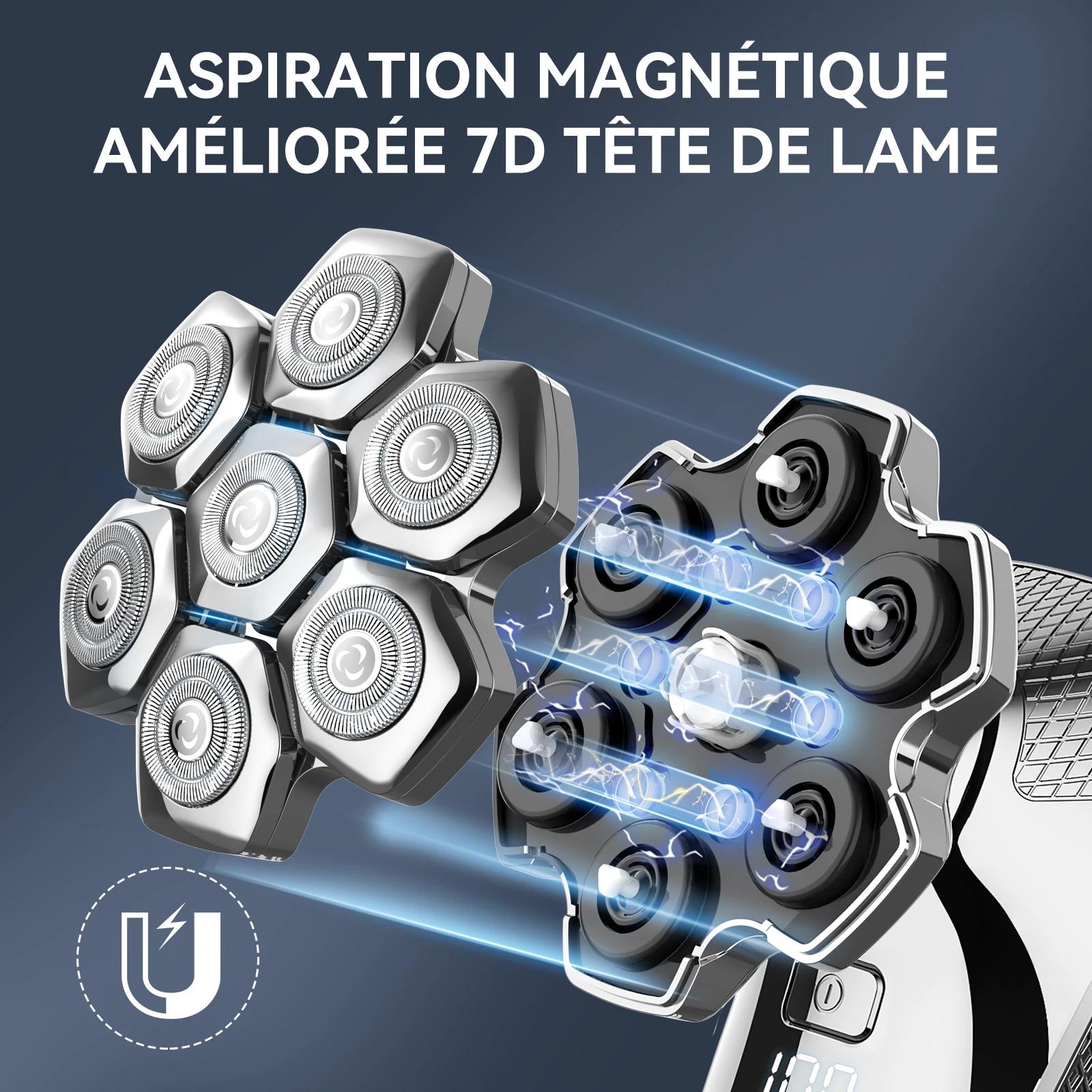 KENSEN 5 en 1 rasoir électrique à tête magnétique 7D lame flottante Kit de toilettage pour hommes