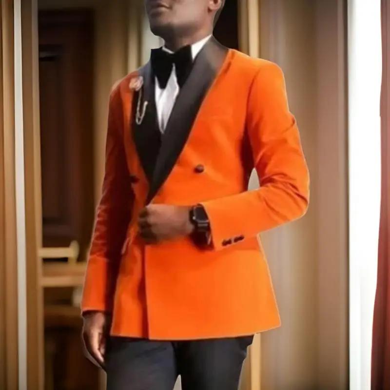 Veste en velours trempé pour hommes, blazer de mariage à double boutonnage, revers châle, sur mesure, coupe couvertes, mode, Rh, 1 pièce, 2024