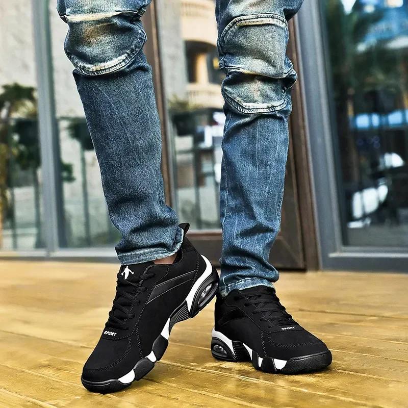 Baskets de course homme confortables en cuir et maille - Chaussures de marche et jogging outdoor