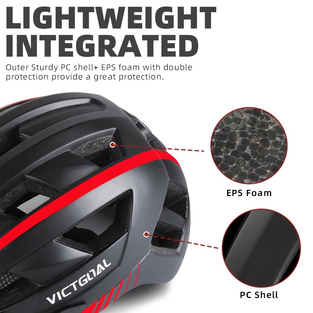 TGOAL-Casque de vélo avec feu arrière LED et pare-soleil pour homme et femme, pour cyclisme sur route et VTT