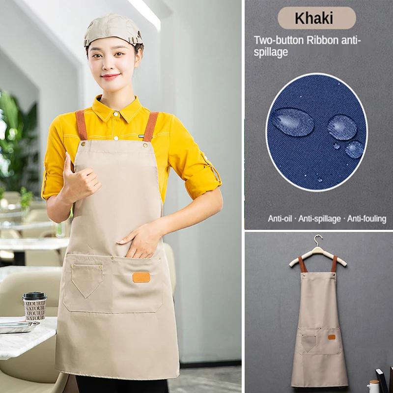 Tabliers de cuisine avec logo brodé personnalisé, vêtements de cuisson avec poches, bavoir adulte, sac de taille, signature, chef à domicile, livraison gratuite