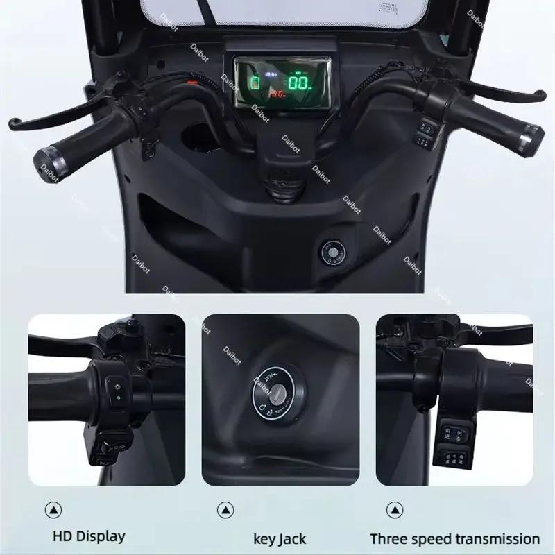 Scooter électrique vélo Parent enfant 3 roues avec toit 3 sièges longue portée 50KM pour adultes femmes 1000w Tricycle électrique passager