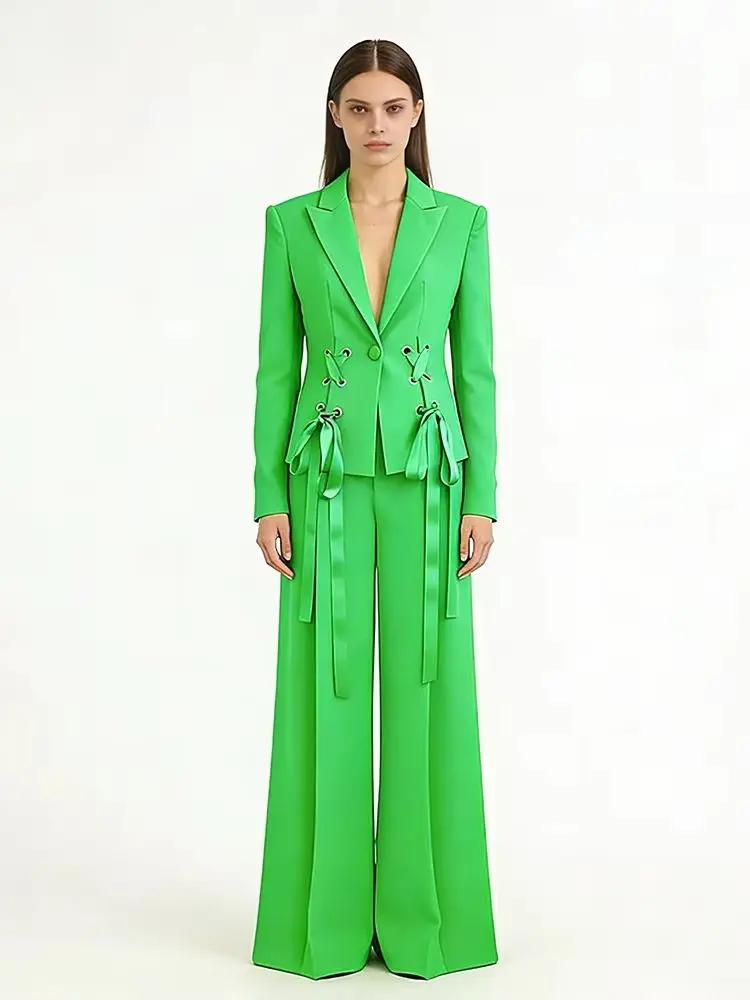 HIGH STREET Nouvelle Collection Mode 2026 Printemps/Été Ensemble Blazer et Pantalon Droit pour Femme
