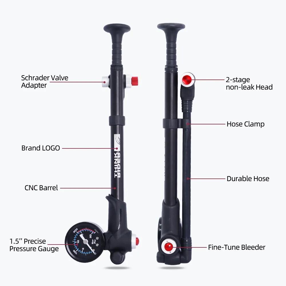 ThinkRider Portable Haute pression 300psi Vélo Pompe À Air avec Jauge pour Fourche et Arrière Suspension Amortisseur Montagne