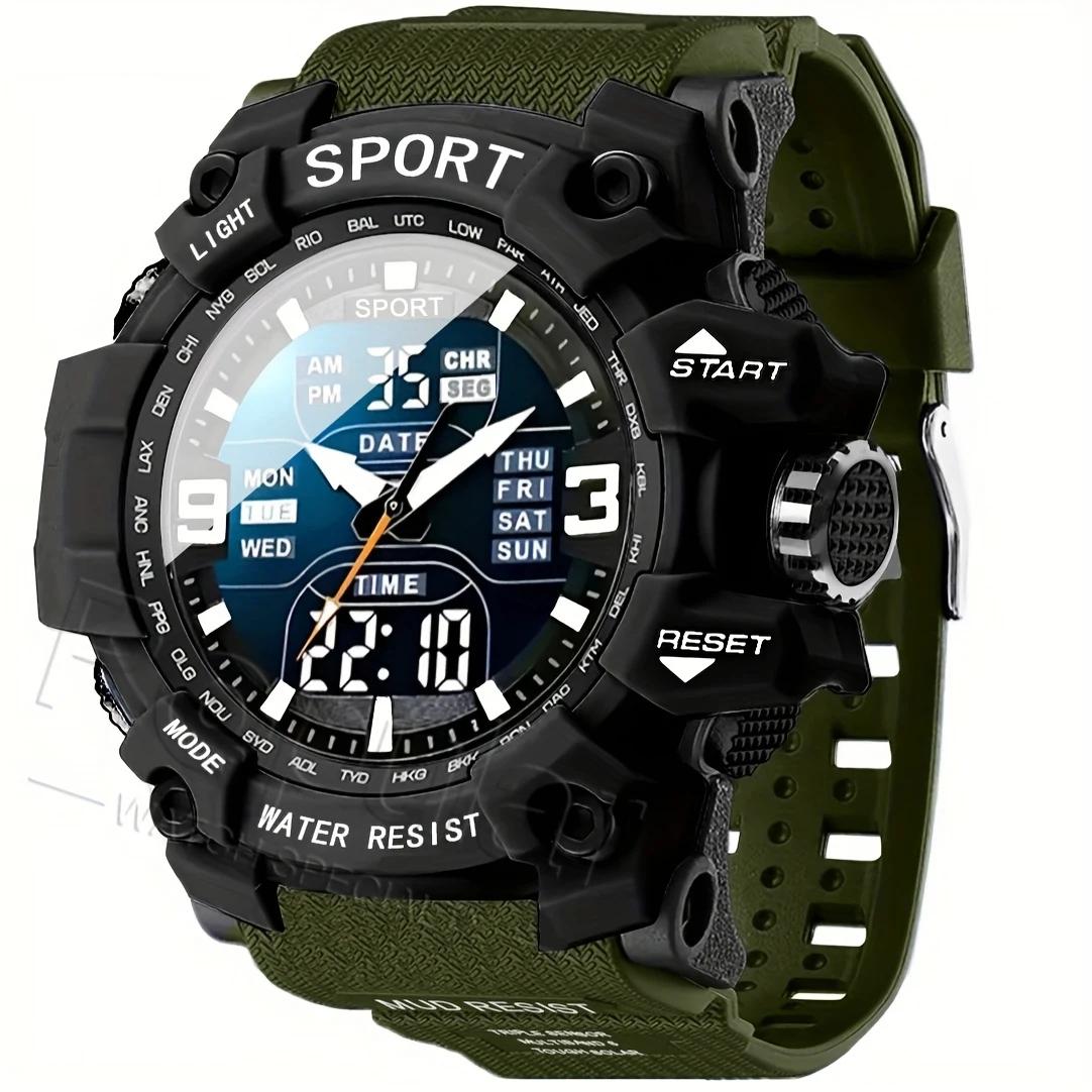 Montres de sport pour hommes et femmes, aiguilles tactiques, grand cadran, montre étanche, minuterie éclairée, réveil