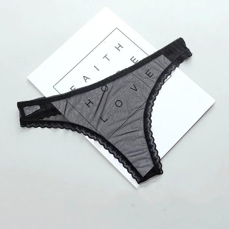 Sexy Transparent string culottes femmes dentelle voir à travers l'entrejambe maille bas Sexy sans couture taille basse t-pantalon sous-vêtements