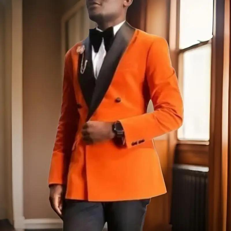 Veste en velours trempé pour hommes, blazer de mariage à double boutonnage, revers châle, sur mesure, coupe couvertes, mode, Rh, 1 pièce, 2024