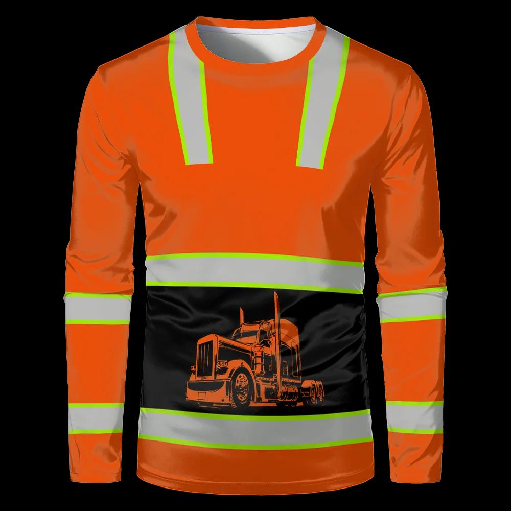 Uniformes de travailleurs de la Construction T-shirt pour hommes ample décontracté classique col rond hauts à manches longues vêtements de travail confortables et respirants