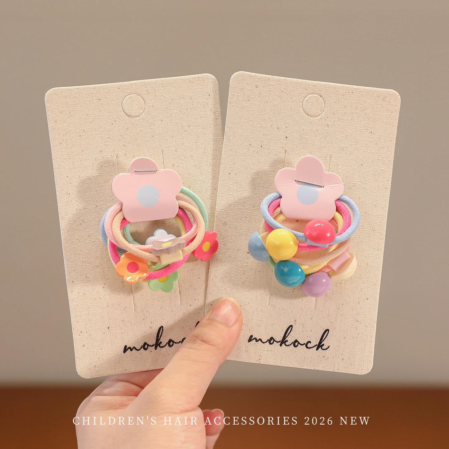 Élastiques à cheveux pour bébé, motif dessin animé mignon, haute élasticité, ne blesse pas les cheveux, élastiques colorés en forme de fleur et de bonbon pour tout-petits, accessoires capillaires pour