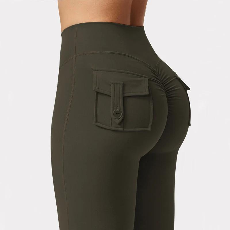 Leggings de yoga femme jambes larges extensibles 2024 - Compression poches sensation nue fitness travail