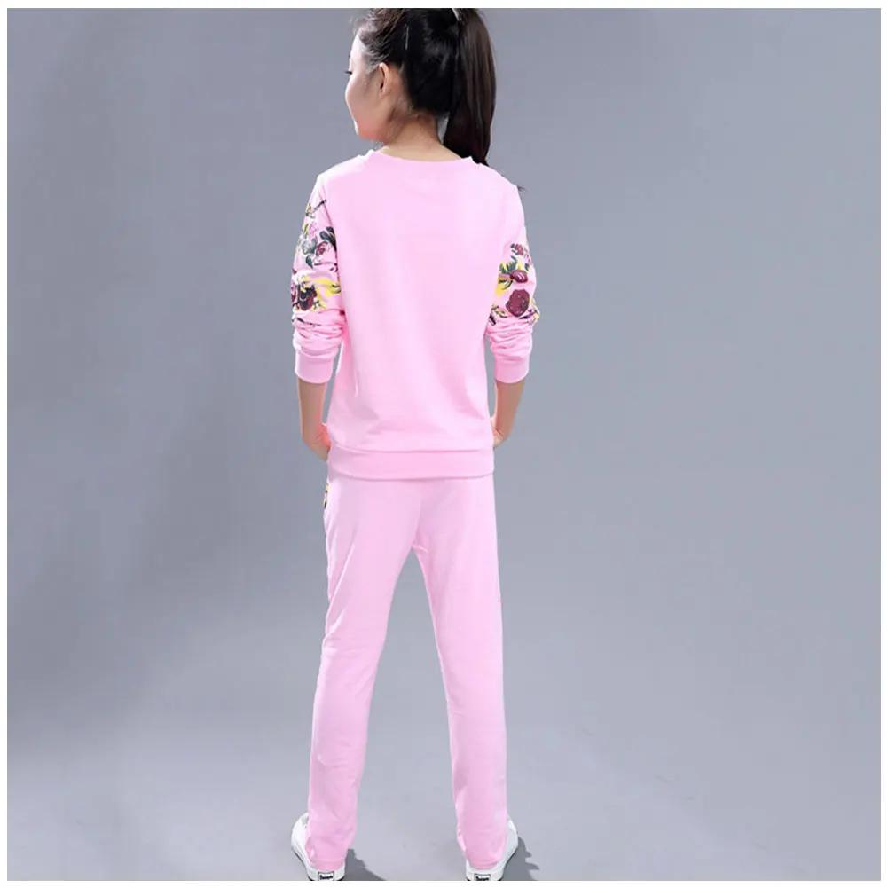 Survêtements pour enfants, vêtements de sport décontractés pour filles 2 pièces, veste à manches longues + pantalon de survêtement, ensemble de tenue en coton, combinaisons de Jogging pour adolescents
