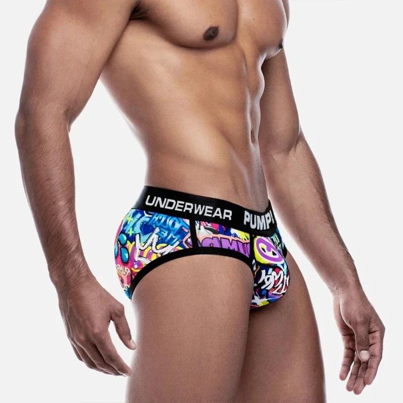 Sous-vêtements d'été pour hommes : Slips à imprimés amusants, caleçons graffiti, jockstraps taille basse, rehausseurs de fesses, sous-vêtements masculins