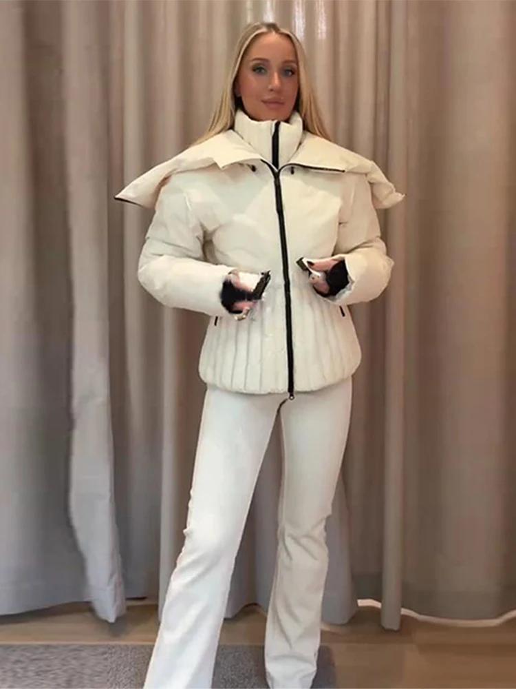 Manteau bouffant en coton verni brillant à capuche pour femme, mode manches longues, vêtements d'extérieur matelassés Chic, veste d'hiver 2025