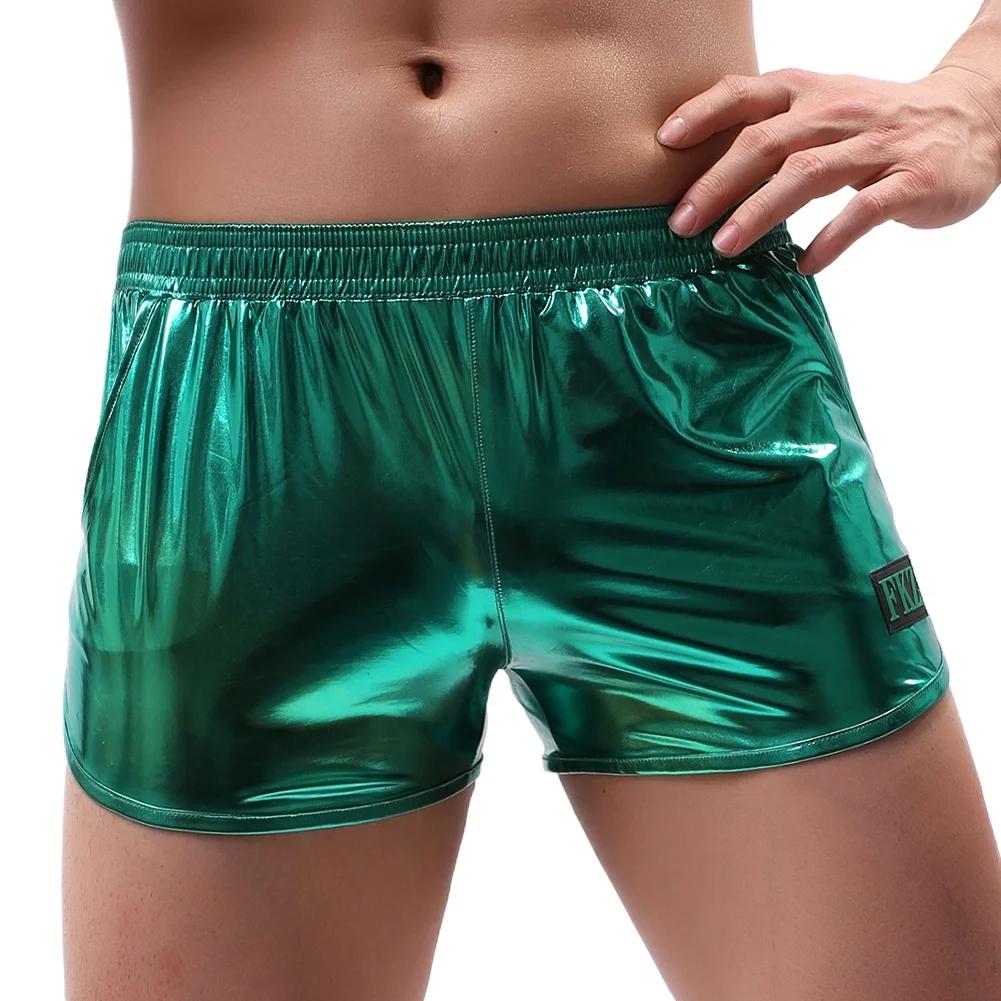 Sous-vêtements de mode pour hommes, boxers en similicuir PU, caleçons mi-taille