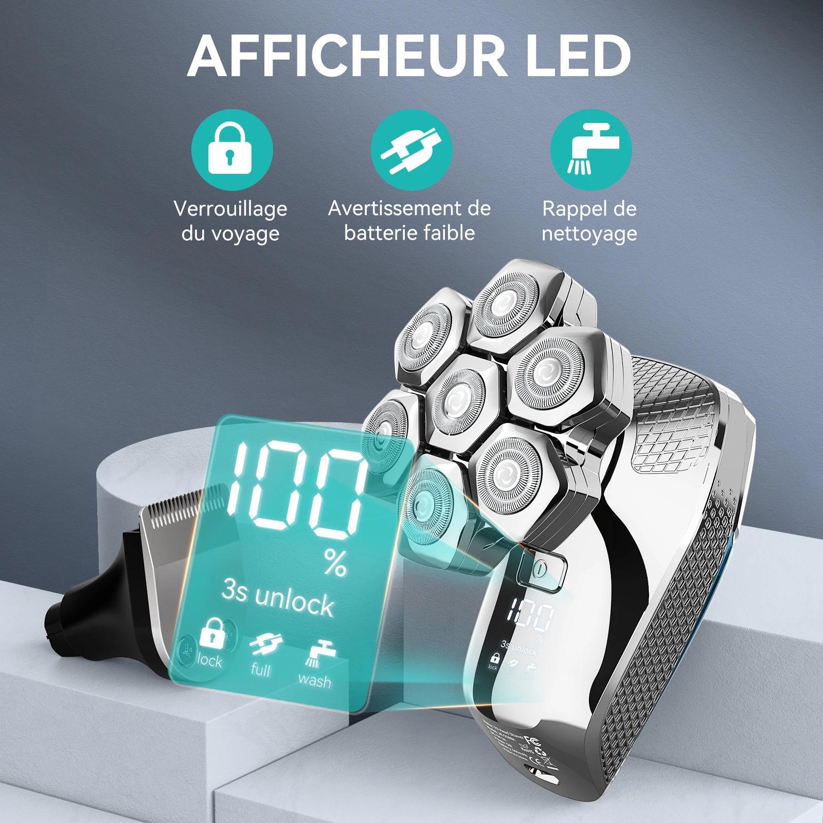 KENSEN 5 en 1 rasoir électrique à tête magnétique 7D lame flottante Kit de toilettage pour hommes
